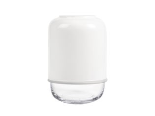 Muurla Kapseli Maljakko, kirkas ja valkoinen